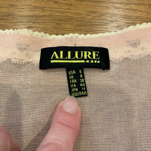 Allure y2k pink mesh and lace sheer top with cream lace details and hook closure - Picture 9 of 10